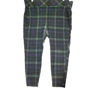 Torrid Pixie Womens Pants Leggings Sz 4XR Stretch Pull On Green Blue Red Plaid